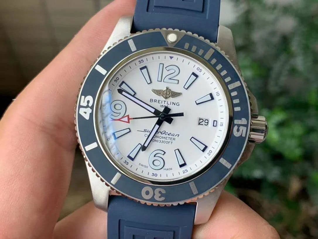 Superocean Automatic 44 TF 1:1 Best Edition White Dial Blue Bezel on Blue Rubber Strap A2824 Superocean Automatic 44 TF 1:1 Best Edition White Dial Blue Bezel on Blue Rubber Strap A2824