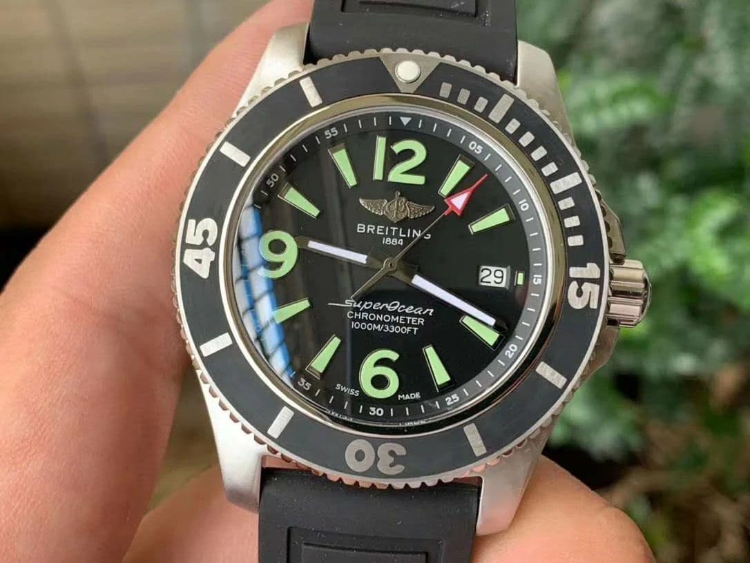 Superocean Automatic 44 TF 1:1 Best Edition Black Dial Black Bezel on Black Rubber Strap A2824 Superocean Automatic 44 TF 1:1 Best Edition Black Dial Black Bezel on Black Rubber Strap A2824