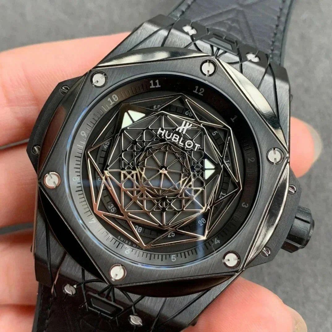 Big Bang Unico Sang Bleu Titanium Black HBF Skeleton Dial on Black Gummy Strap HUB1213 Big Bang Unico Sang Bleu Titanium Black HBF Skeleton Dial on Black Gummy Strap HUB1213