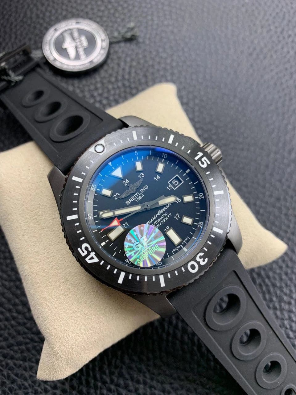 Superocean 44mm Special PVD 1:1 Best Edition Black Dial on Black Rubber Strap Superocean 44mm Special PVD 1:1 Best Edition Black Dial on Black Rubber Strap