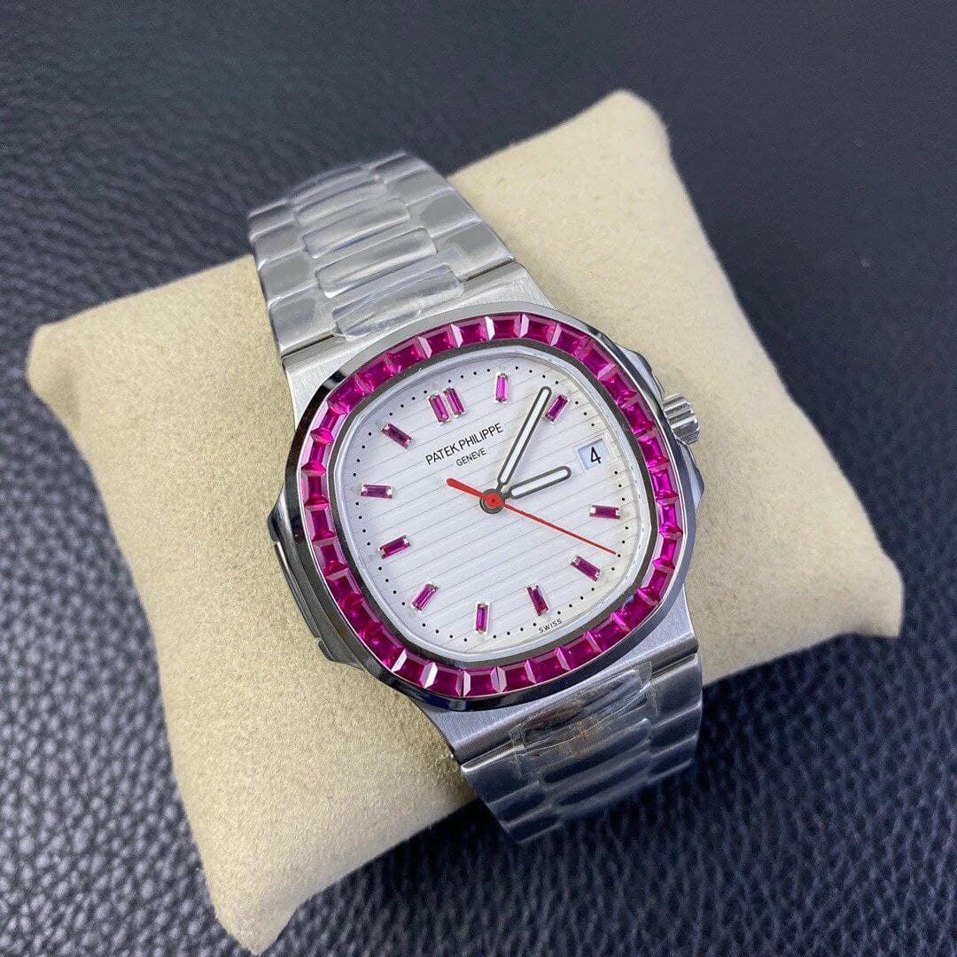 Nautilus Jumbo 5711 PF 1:1 Best Edition White Textured Dial Diamonds Bezel on SS Bracelet A324 Nautilus Jumbo 5711 PF 1:1 Best Edition White Textured Dial Diamonds Bezel on SS Bracelet A324