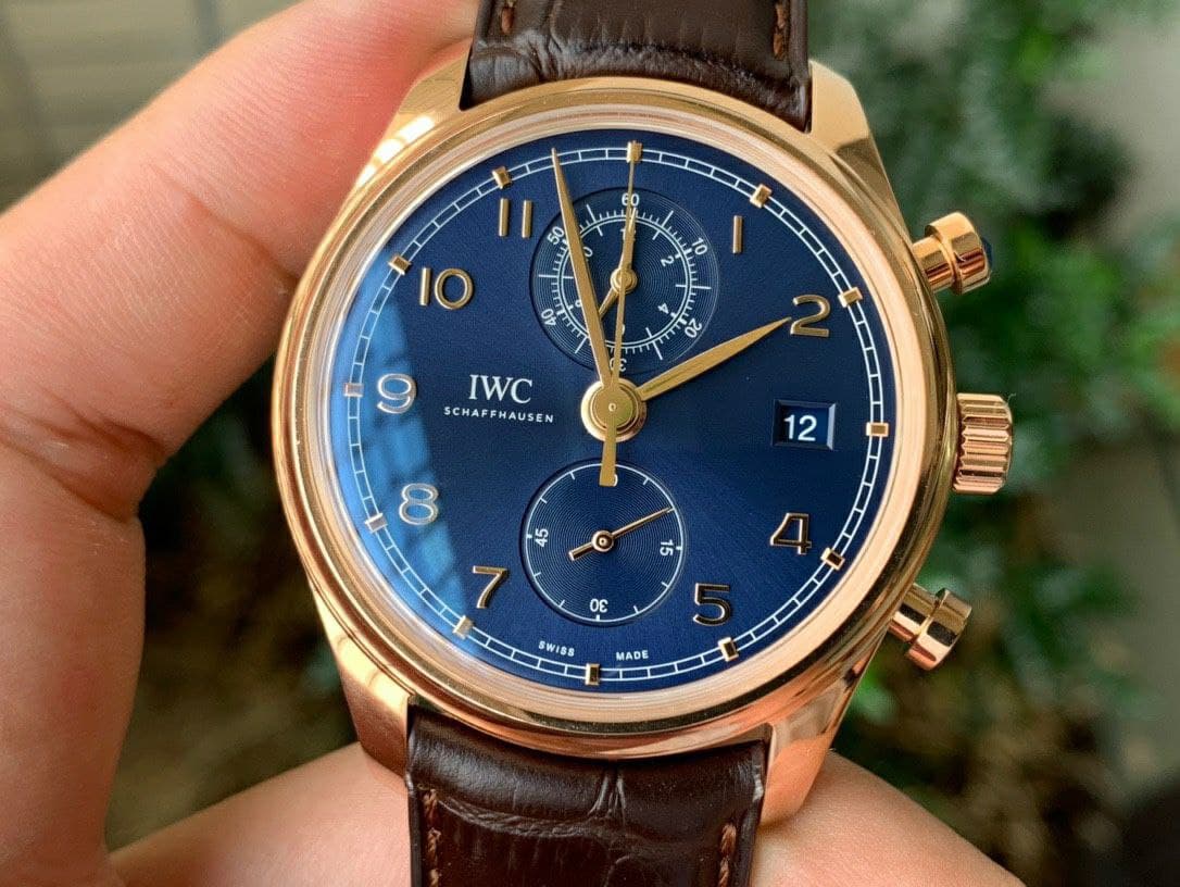 Portugieser Chrono Classic 42 RG IW3903 1:1 Best Edition Blue Dial on Brown Leather Strap Portugieser Chrono Classic 42 RG IW3903 1:1 Best Edition Blue Dial on Brown Leather Strap