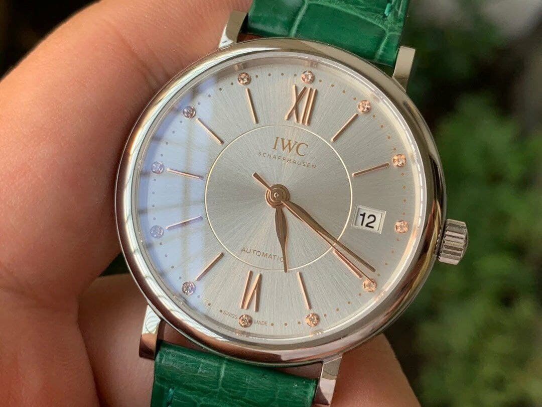 Portofino 37mm RG V7F 1:1 Best Edition Silver Dial Bezel on Green Leather Strap Portofino 37mm RG V7F 1:1 Best Edition Silver Dial Bezel on Green Leather Strap