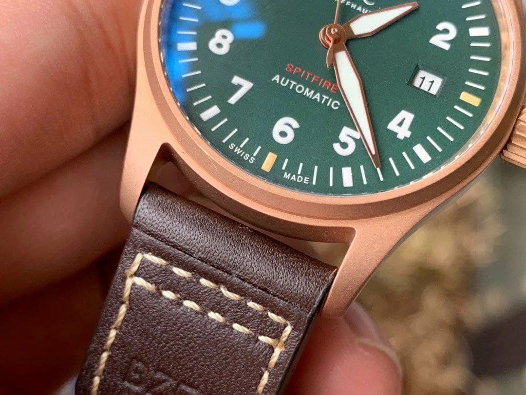 IWC Spitfire Automatic Bronze IW326802 MKF 1:1 Best Edition Green Dial on Brown Leather Strap MIYOTA 9015 IWC Spitfire Automatic Bronze IW326802 MKF 1:1 Best Edition Green Dial on Brown Leather Strap MIYOTA 9015