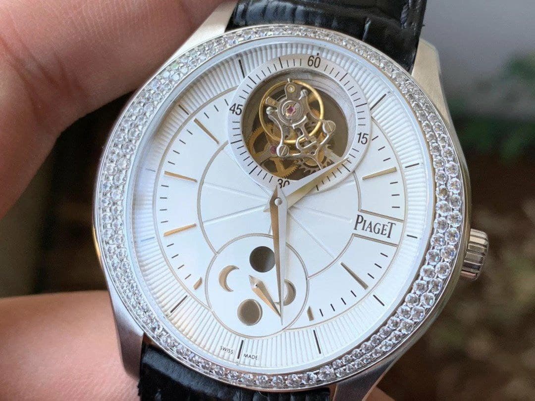 Piaget Gouverneur Tourbillon SS OXF Best Edition White Dial Diamonds Bezel on Brown Leather Strap Piaget Gouverneur Tourbillon SS OXF Best Edition White Dial Diamonds Bezel on Brown Leather Strap