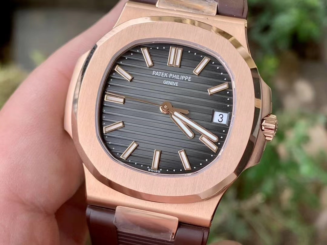 NAUTILUS 5711 RG GRF 1:1 BEST EDITION GRAY TEXTURED DIAL ON BROWN LEATHER STRAP 324CS NAUTILUS 5711 RG GRF 1:1 BEST EDITION GRAY TEXTURED DIAL ON BROWN LEATHER STRAP 324CS