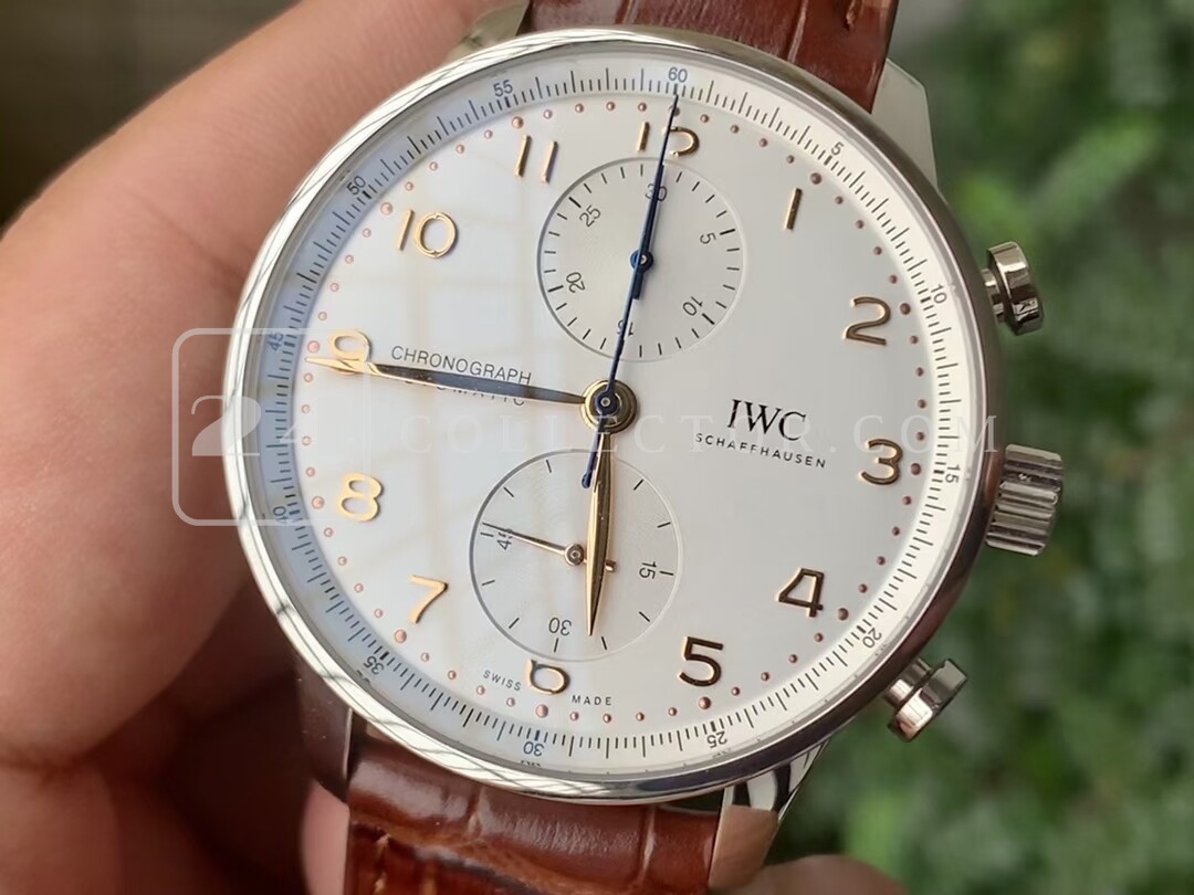PORTUGUESE CHRONO IW371604 ZF 1:1 BEST EDITION WHITE DIAL ON BROWN LEATHER STRAP A69355 PORTUGUESE CHRONO IW371604 ZF 1:1 BEST EDITION WHITE DIAL ON BROWN LEATHER STRAP A69355