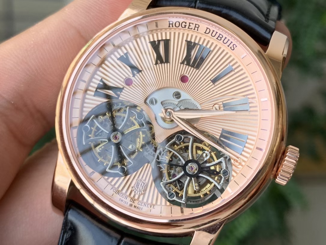 HOMMAGE DOUBLE FLYING TOURBILLON RG JBF GOLD DIAL ON BLACK CROCO LEATHER STRAP HOMMAGE DOUBLE FLYING TOURBILLON RG JBF GOLD DIAL ON BLACK CROCO LEATHER STRAP