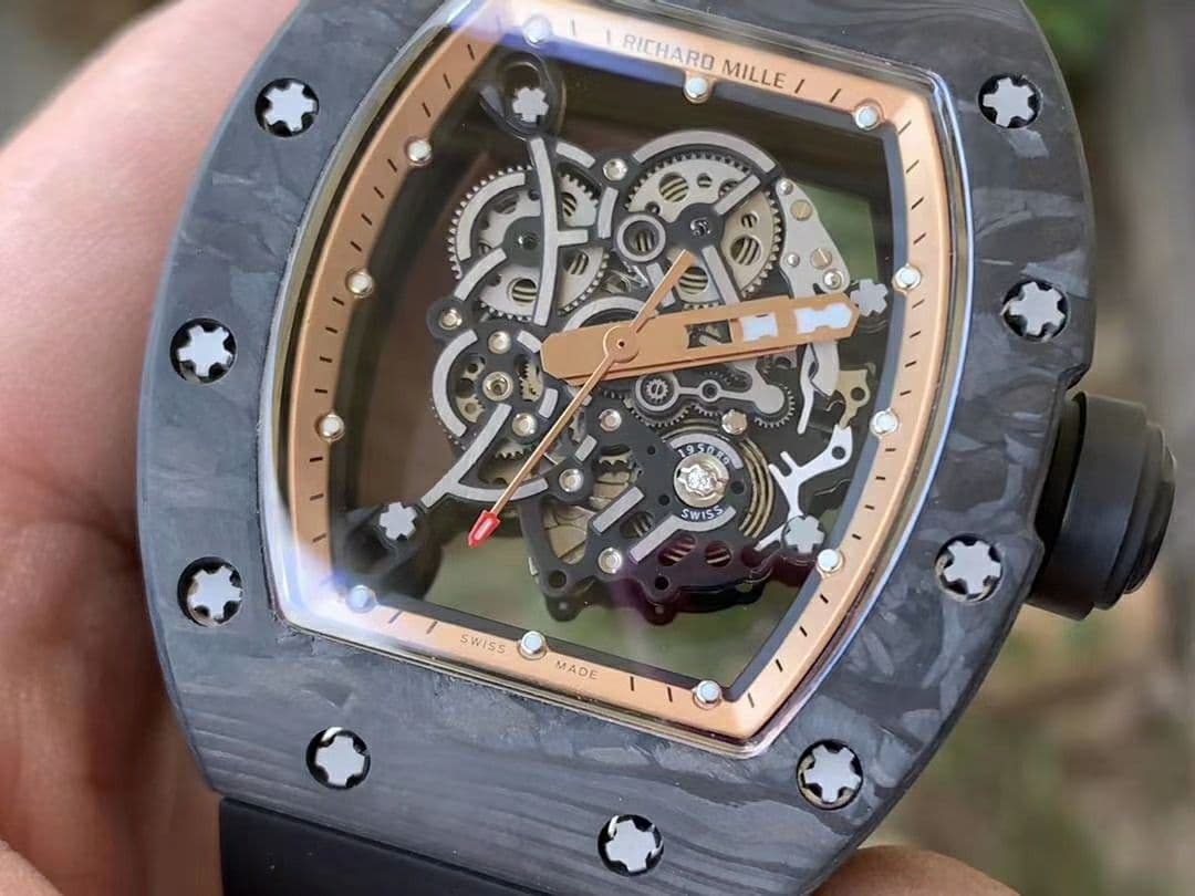RM055 NTPT KVF Best Edition Skeleton Dial Gold on Black Rubber Strap MIYOTA8215 V3 RM055 NTPT KVF Best Edition Skeleton Dial Gold on Black Rubber Strap MIYOTA8215 V3