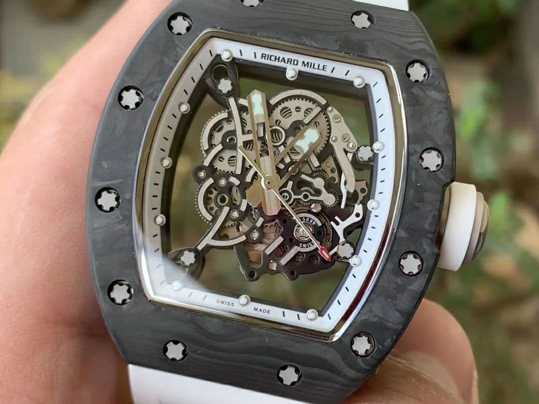 RM055 NTPT KVF Best Edition Skeleton Dial White Crown on White Rubber Strap MIYOTA8215 V3 RM055 NTPT KVF Best Edition Skeleton Dial White Crown on White Rubber Strap MIYOTA8215 V3