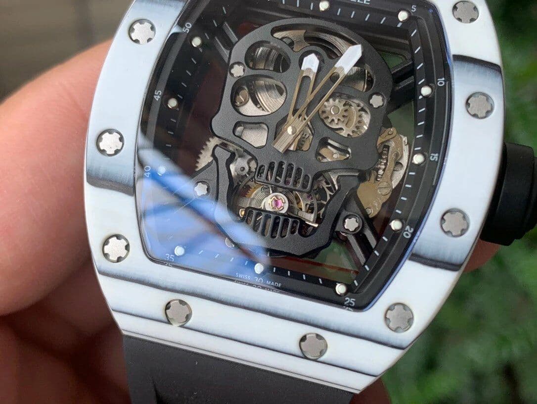RM052-01 Tourbillon PVD White Bezel JBF Best Edition Skeleton Dial on Black Rubber Strap RM052-01 Tourbillon PVD White Bezel JBF Best Edition Skeleton Dial on Black Rubber Strap
