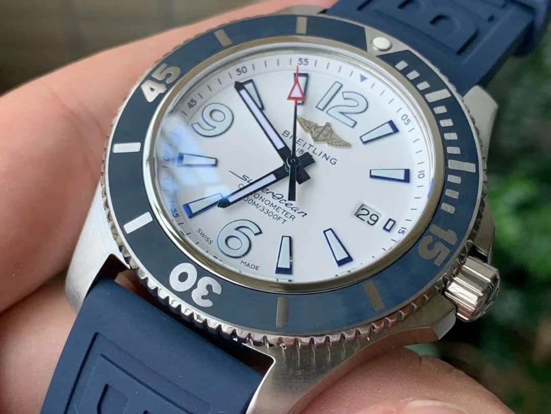 Superocean Automatic 44 TF 1:1 Best Edition White Dial Blue Bezel on Blue Rubber Strap A2824 Superocean Automatic 44 TF 1:1 Best Edition White Dial Blue Bezel on Blue Rubber Strap A2824