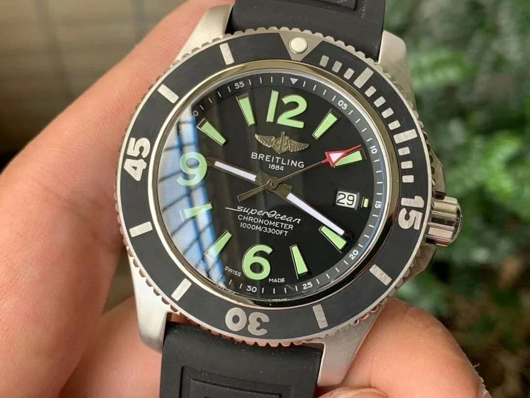 Superocean Automatic 44 TF 1:1 Best Edition Black Dial Black Bezel on Black Rubber Strap A2824 Superocean Automatic 44 TF 1:1 Best Edition Black Dial Black Bezel on Black Rubber Strap A2824
