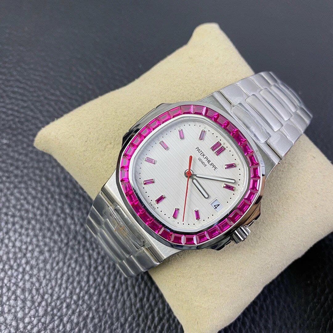 Nautilus Jumbo 5711 PF 1:1 Best Edition White Textured Dial Diamonds Bezel on SS Bracelet A324 Nautilus Jumbo 5711 PF 1:1 Best Edition White Textured Dial Diamonds Bezel on SS Bracelet A324