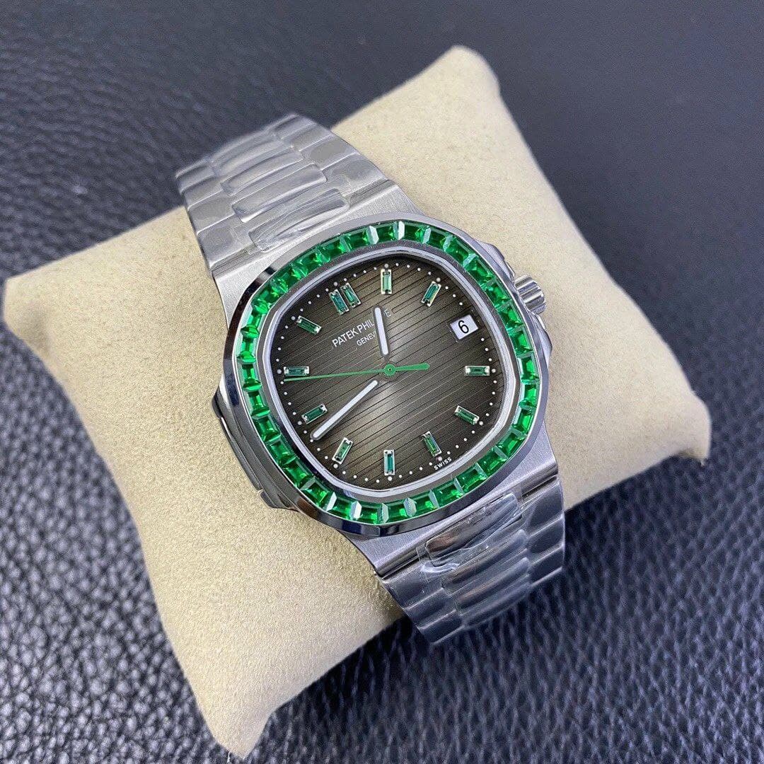 Nautilus Jumbo 5711 PF 1:1 Best Edition Brown Textured Dial Diamonds Bezel on SS Bracelet A324 Nautilus Jumbo 5711 PF 1:1 Best Edition Brown Textured Dial Diamonds Bezel on SS Bracelet A324