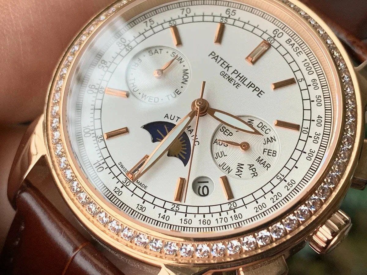 Patek Philippe 5270 1:1 Best Edition Version Diamond on Brown Leather Strap Patek Philippe 5270 1:1 Best Edition Version Diamond on Brown Leather Strap