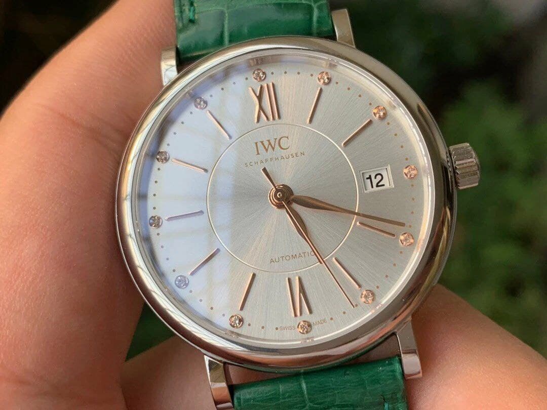 Portofino 37mm RG V7F 1:1 Best Edition Silver Dial Bezel on Green Leather Strap Portofino 37mm RG V7F 1:1 Best Edition Silver Dial Bezel on Green Leather Strap