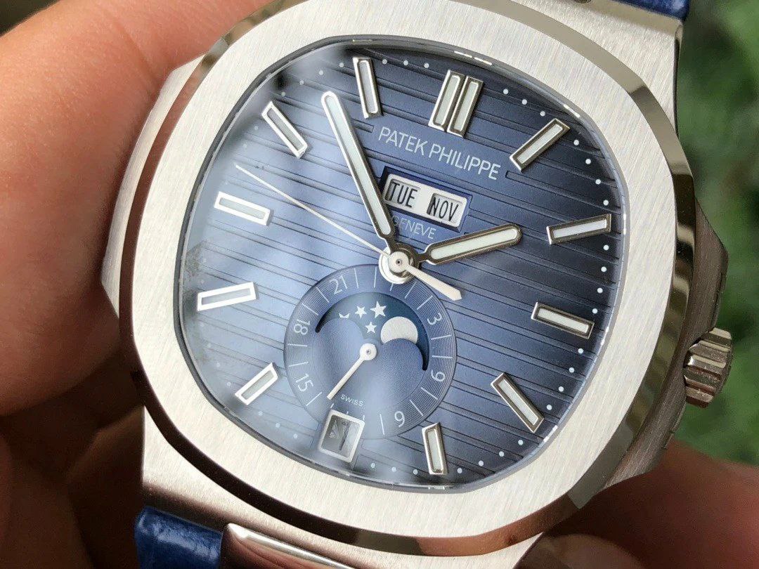 NAUTILUS 5726 COMPLICATED SS 1:1 BEST EDITION BLUE TEXTURED DIAL ON BLUE LEATHER STRAP A324 NAUTILUS 5726 COMPLICATED SS 1:1 BEST EDITION BLUE TEXTURED DIAL ON BLUE LEATHER STRAP A324