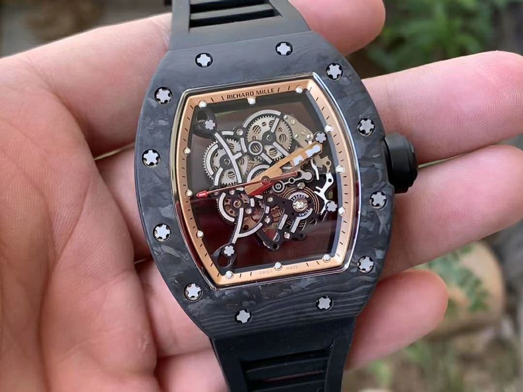 RM055 NTPT KVF Best Edition Skeleton Dial Gold on Black Rubber Strap MIYOTA8215 V3 RM055 NTPT KVF Best Edition Skeleton Dial Gold on Black Rubber Strap MIYOTA8215 V3