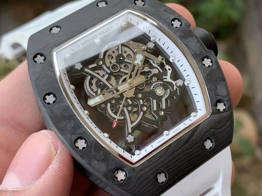 RM055 NTPT KVF Best Edition Skeleton Dial Black Crown on White Rubber Strap MIYOTA8215 V3 RM055 NTPT KVF Best Edition Skeleton Dial Black Crown on White Rubber Strap MIYOTA8215 V3