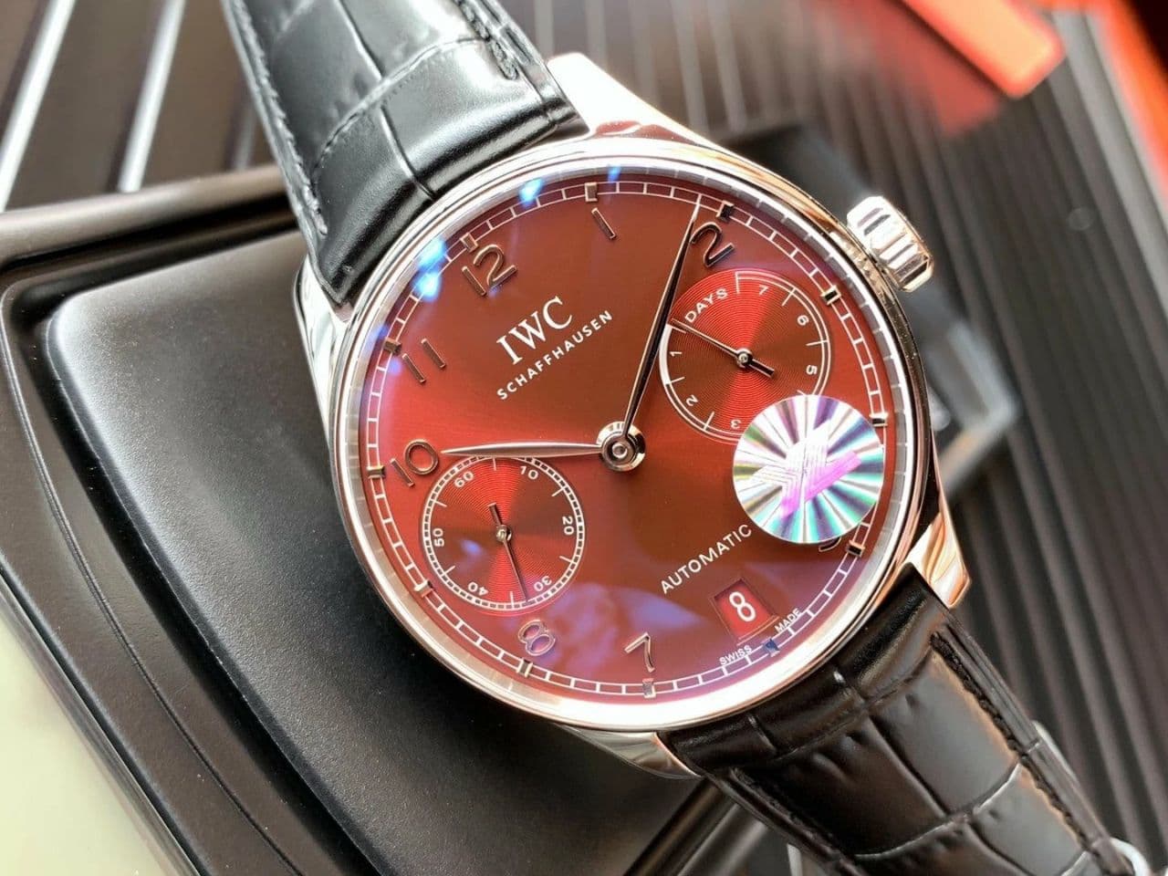 PORTUGUESE CHRONO IW371606 ZF 1:1 BEST EDITION RED DIAL ON BLACK LEATHER STRAP A69355 PORTUGUESE CHRONO IW371606 ZF 1:1 BEST EDITION RED DIAL ON BLACK LEATHER STRAP A69355