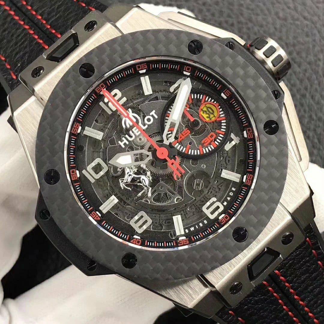 Big Bang Ferrari Unico Titanium V6F Best Edition Skeleton Dial on Black Gummy Strap HUB1288 Big Bang Ferrari Unico Titanium V6F Best Edition Skeleton Dial on Black Gummy Strap HUB1288