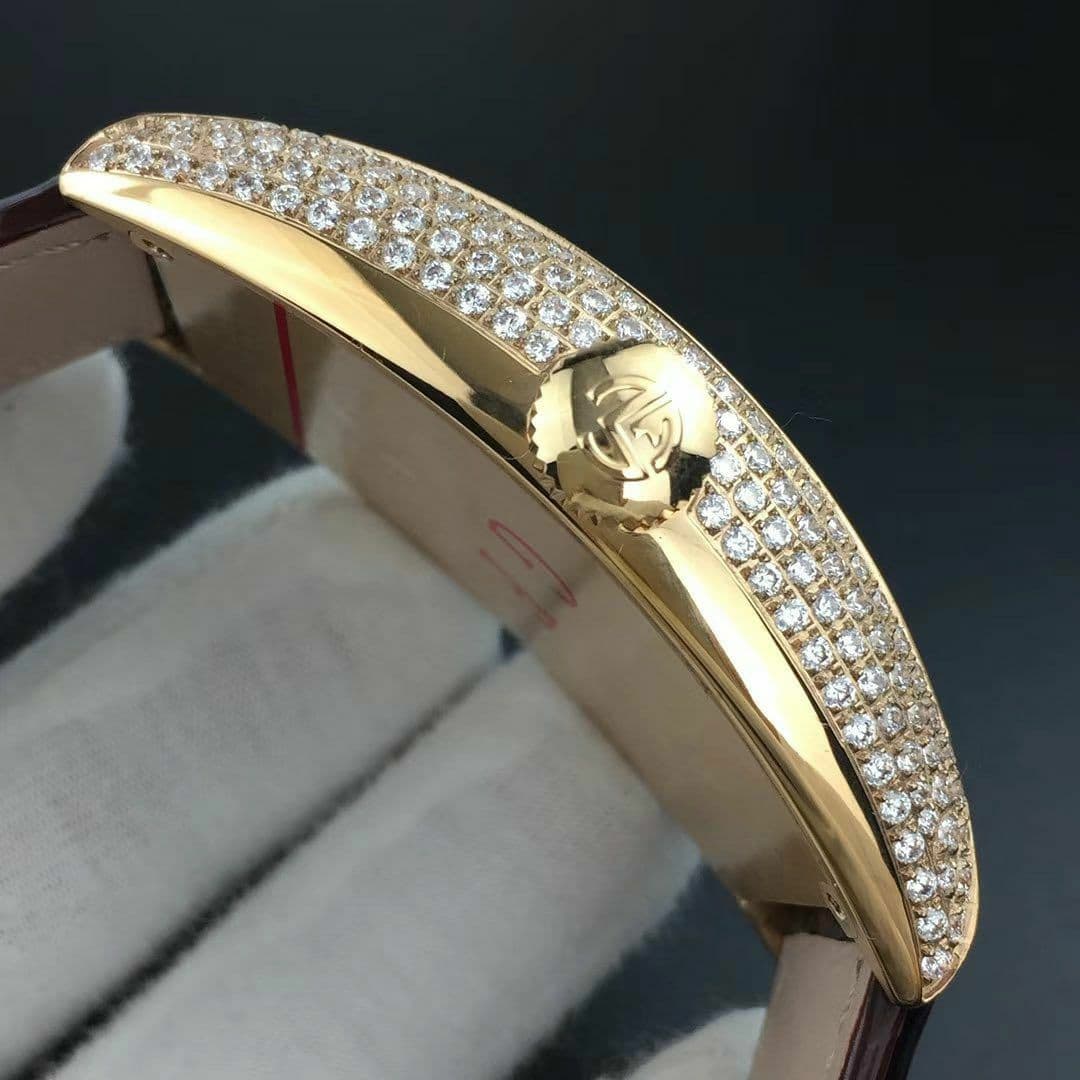 Casablanca RG Full Paved Diamonds White/Black Dial on Brown Leather Strap MIYOTA 8215 Casablanca RG Full Paved Diamonds White/Black Dial on Brown Leather Strap MIYOTA 8215