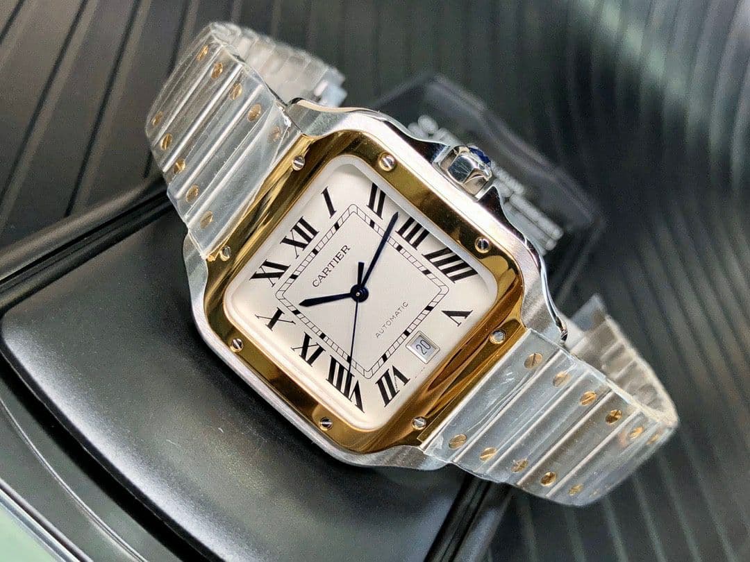 Santos de Cartier 40mm SS/YG GF 1:1 Best Edition White Dial on YG SmartLinks Bracelet MIYOTA 9015 V2 Santos de Cartier 40mm SS/YG GF 1:1 Best Edition White Dial on YG SmartLinks Bracelet MIYOTA 9015 V2