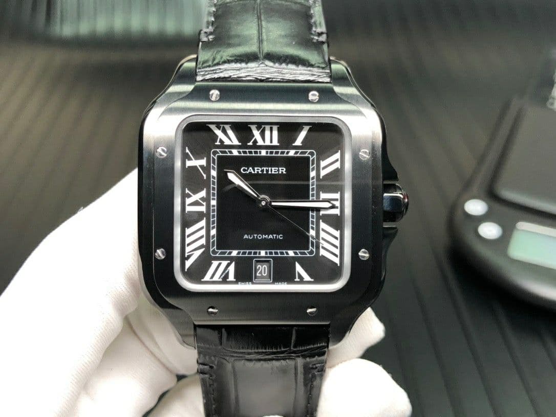 Santos de Cartier 40mm PVD GF 1:1 Best Edition White Dial on Leather Strap MIYOTA 9015 V2 Santos de Cartier 40mm PVD GF 1:1 Best Edition White Dial on Leather Strap MIYOTA 9015 V2