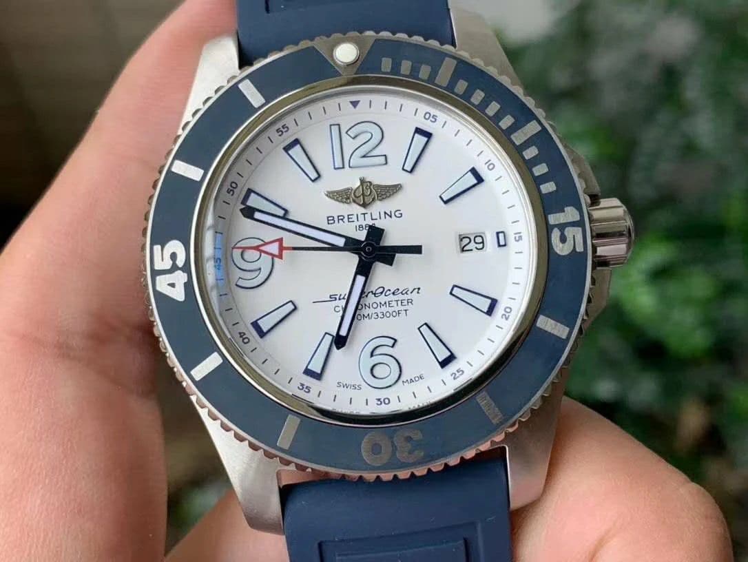Superocean Automatic 44 TF 1:1 Best Edition White Dial Blue Bezel on Blue Rubber Strap A2824 Superocean Automatic 44 TF 1:1 Best Edition White Dial Blue Bezel on Blue Rubber Strap A2824