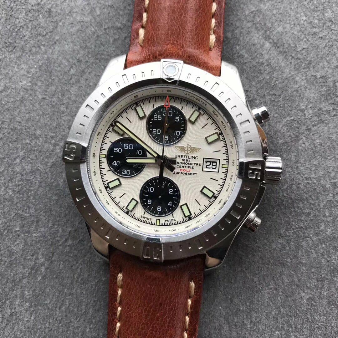 Colt Chronograph 44mm PVD WhiteTextured Dial on Leather Strap A7750 Colt Chronograph 44mm PVD WhiteTextured Dial on Leather Strap A7750