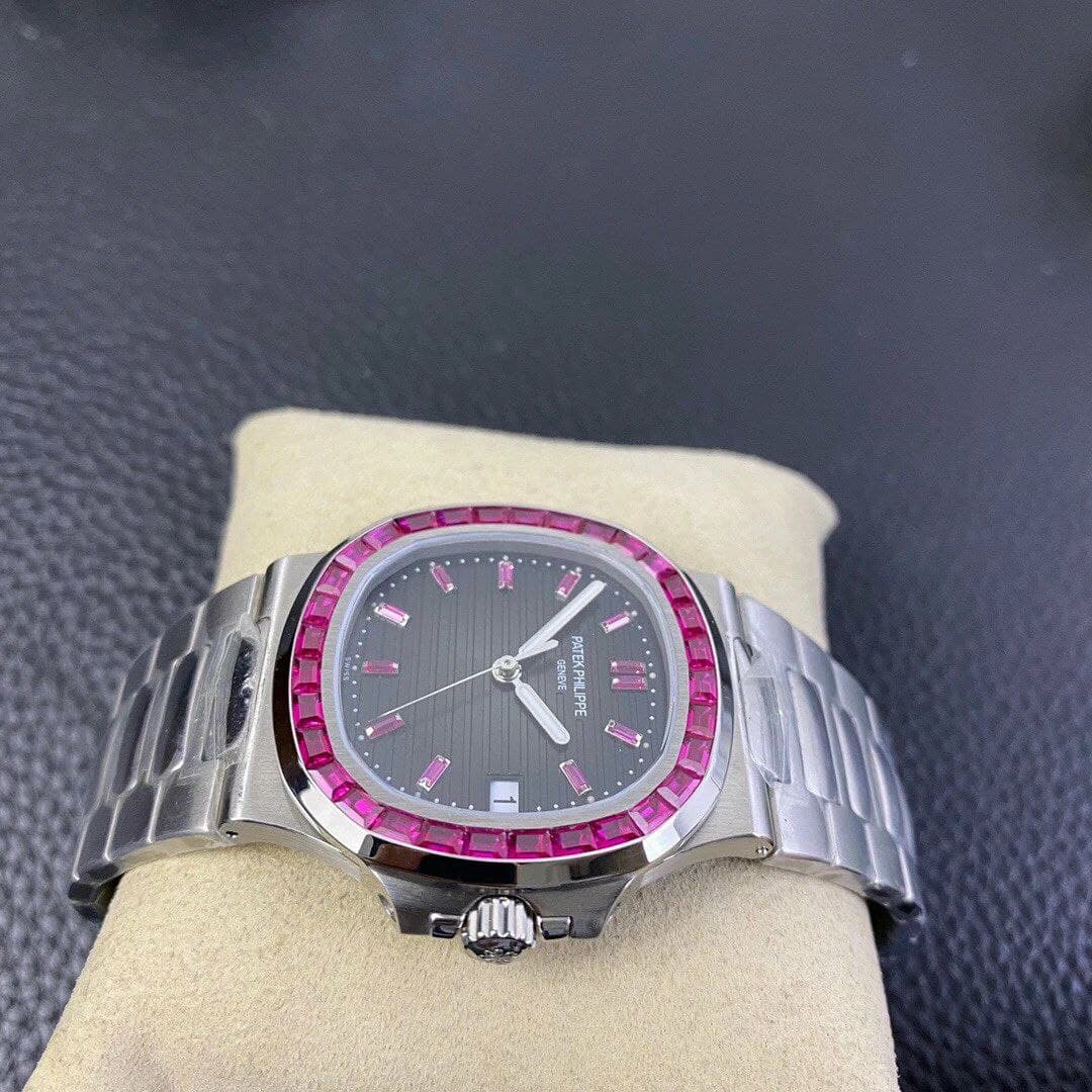 Nautilus Jumbo 5711 PF 1:1 Best Edition Black Textured Dial Diamonds Bezel on SS Bracelet A324 Nautilus Jumbo 5711 PF 1:1 Best Edition Black Textured Dial Diamonds Bezel on SS Bracelet A324