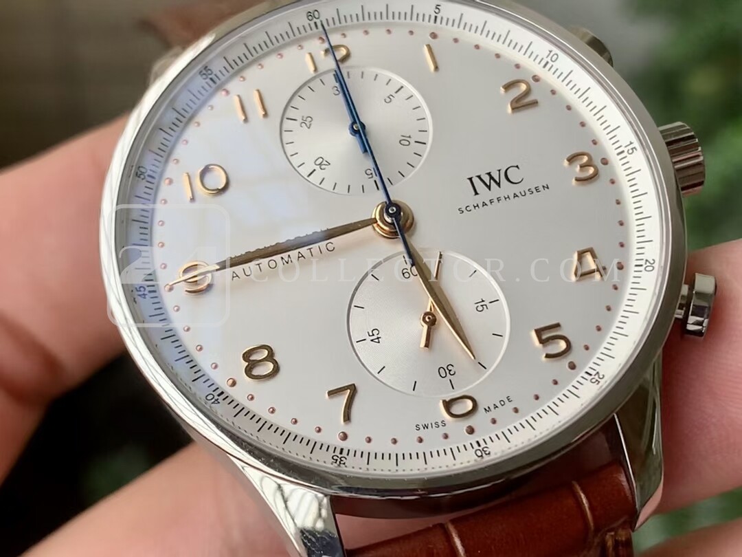 PORTUGUESE CHRONO IW371604 ZF 1:1 BEST EDITION WHITE DIAL ON BROWN LEATHER STRAP A69355