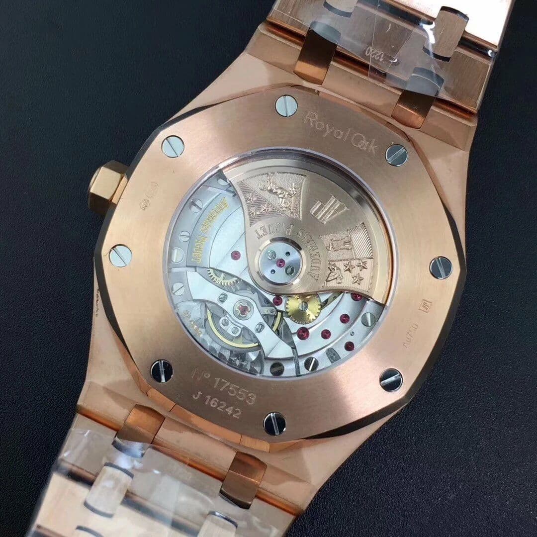 Royal Oak 41mm 15400 YG JF 1:1 Best Edition Black Textured Dial on RG Bracelet A3120 V5