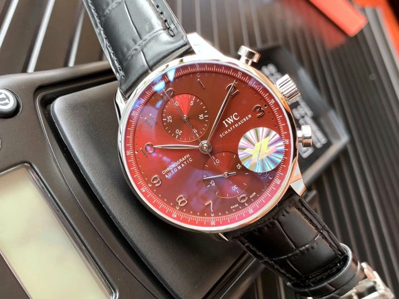 PORTUGUESE CHRONO IW371606 ZF 1:1 BEST EDITION RED DIAL ON BLACK LEATHER STRAP A693551