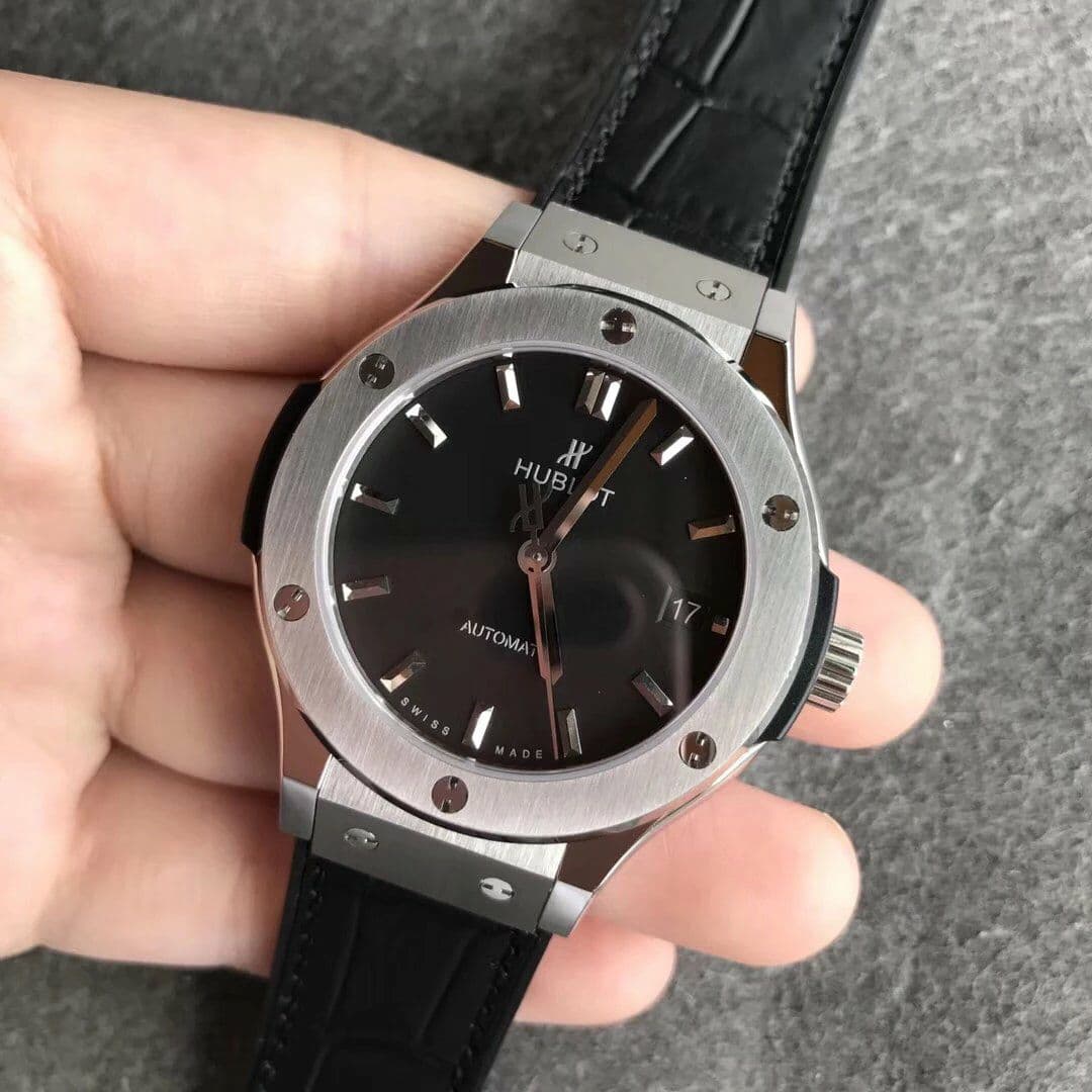 Classic Fusion 38mm Titanium JJF 1:1 Best Edition Black Dial on Black Gummy Strap A2892 V2