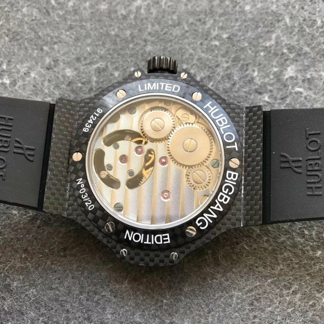 Big Bang Tourbillon Automatic PVD Black Textured Dial on Black Rubber Strap