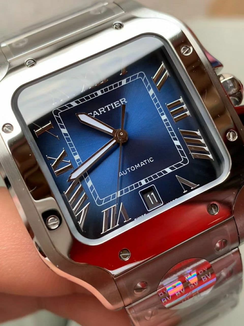 Santos de Cartier 40mm SS BVF 1:1 Best Edition Blue Dial on SS SmartLinks Bracelet MIYOTA 9015 V2