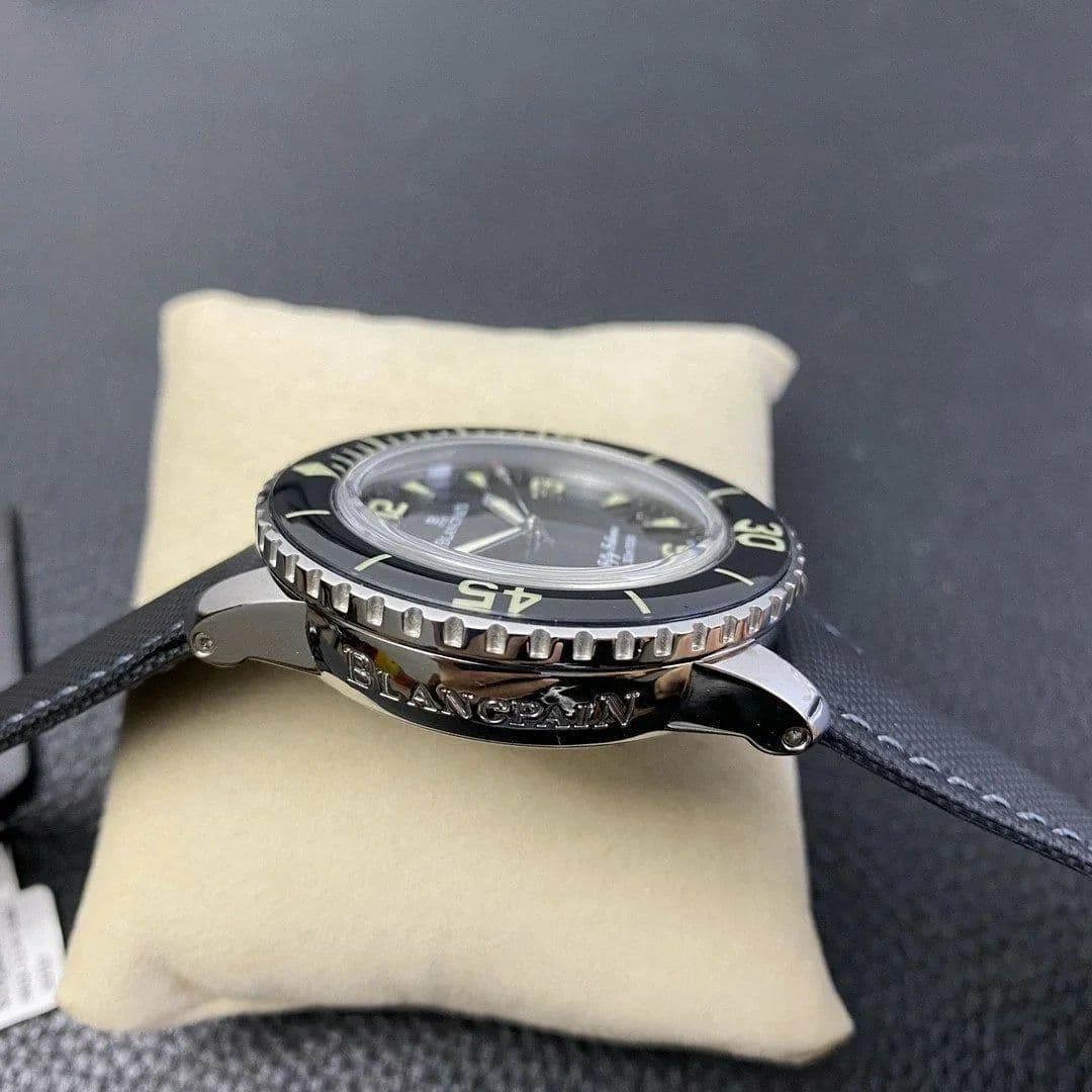 Fifty Fathoms Black Titanium ZF 1:1 Best Edition Black Dial on Sail-canvas Strap A1315