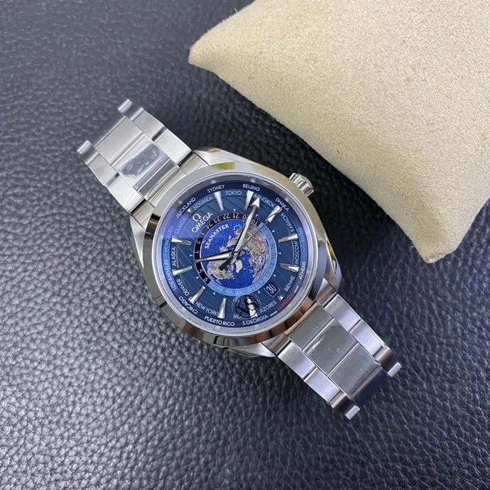 Aqua Terra Worldtimer 1:1 Best Edition Blue Dial on SS Bracelet A8938 Super Clone