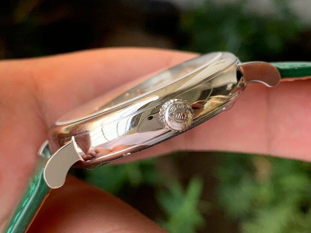 Portofino 37mm RG V7F 1:1 Best Edition Silver Dial Bezel on Green Leather Strap