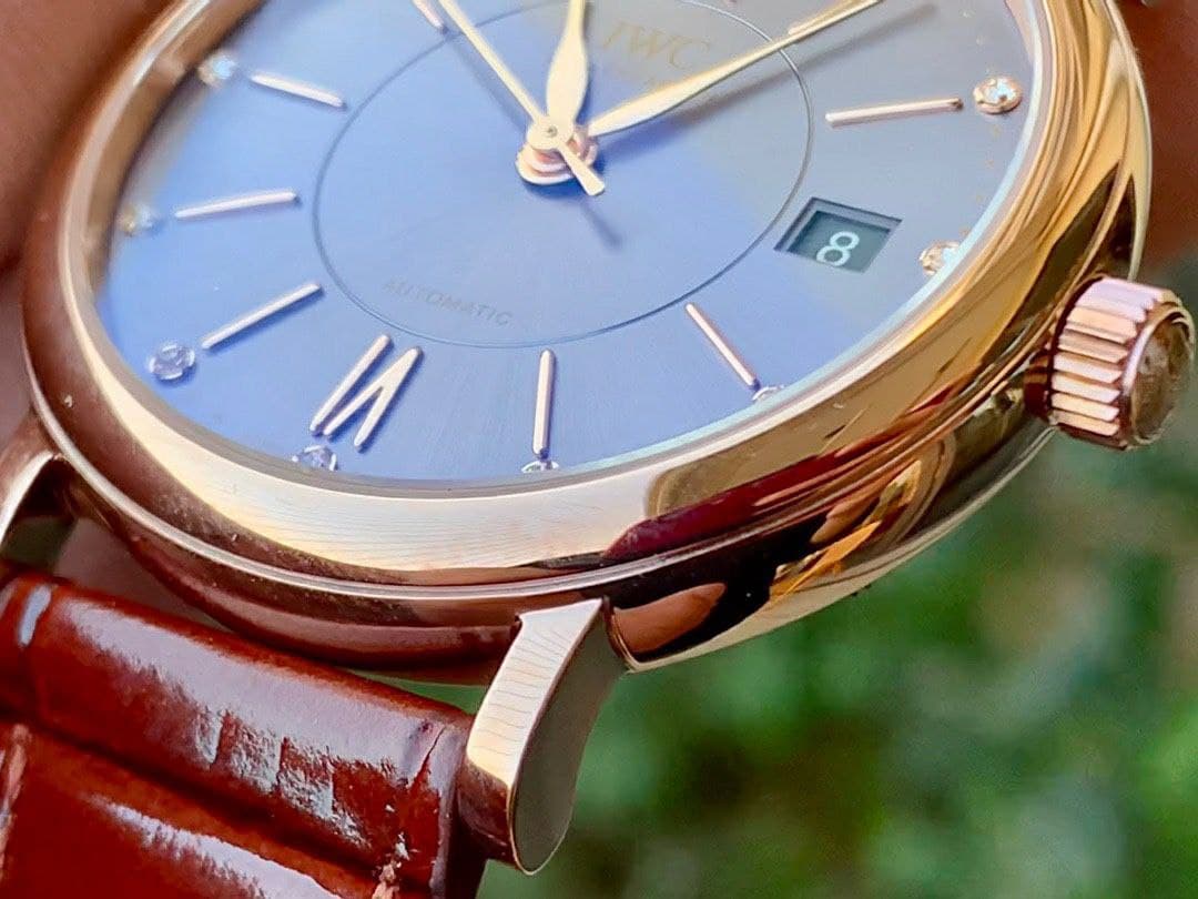 Portofino 37mm RG V7F 1:1 Best Edition Gray Dial on Deep Brown Leather Strap