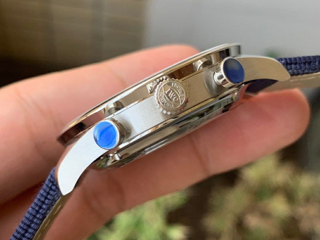 Portugieser Chronograph 'Bucherer Edition1:1 Best Edition White/Blue on Blue Nylon Strap A7750 (Slim Movement)
