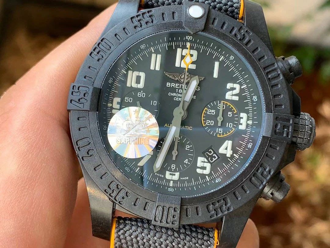 Avenger Hurricane 45mm Chrono GF 1:1 Best Edition Black Dial on Black Nylon Strap