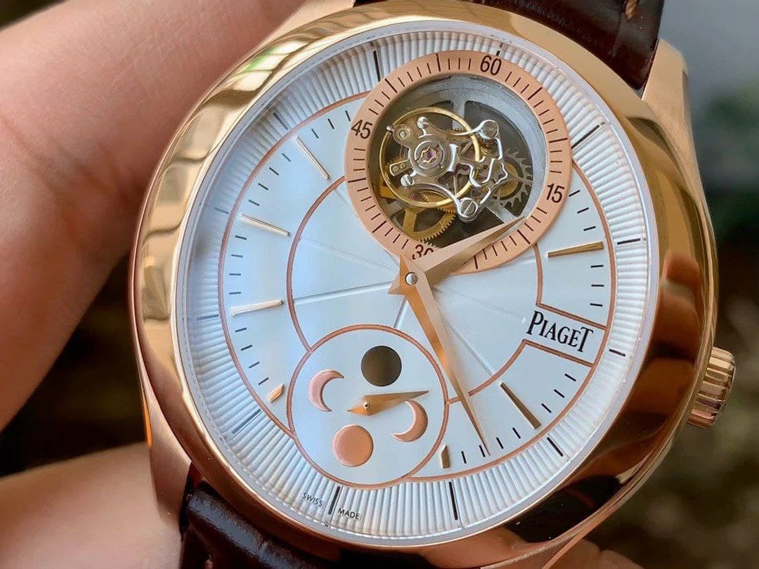 Piaget Gouverneur Tourbillon SS OXF Best Edition White Dial Bezel on Brown Leather Strap
