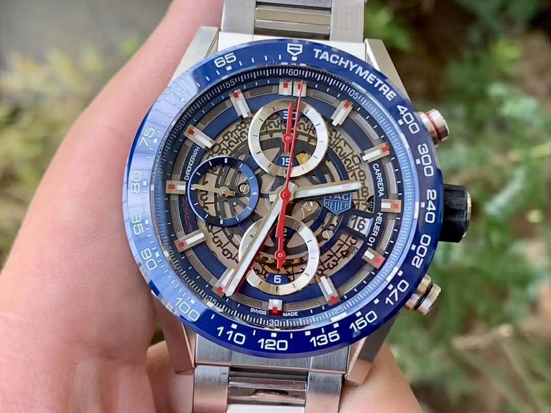 Calibre Heuer 01 Chrono 43mm Blue Ceramic SS XF 1:1 Best Edition Skeleton Dial on SS Bracelet A1887 Calibre Heuer 01 Chrono 43mm Blue Ceramic SS XF 1:1 Best Edition Skeleton Dial on SS Bracelet A1887