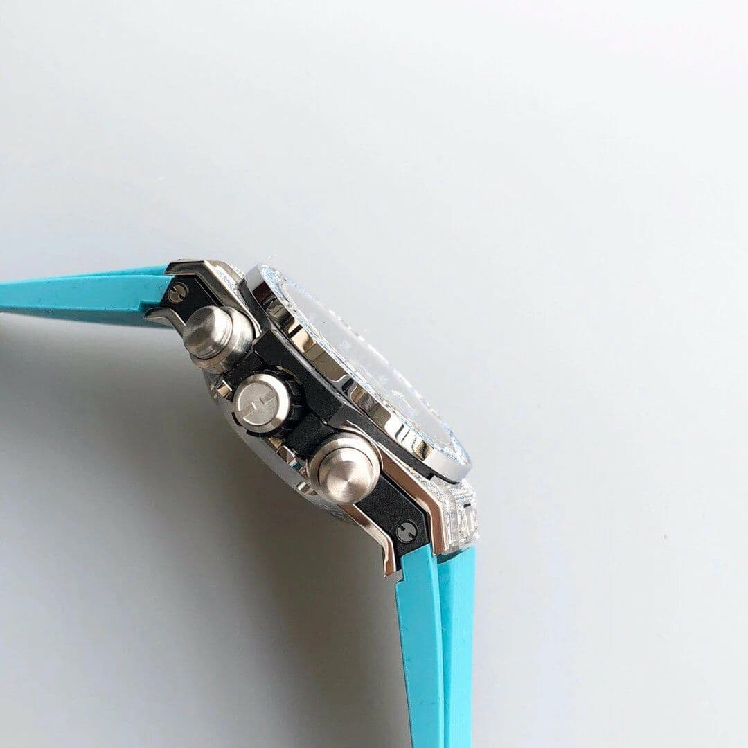 Big Bang Unico Diamond HBF 1:1 Best Edition SB Skeleton Dial Rainbow Bezel on Blue Rubber Strap A1242 Big Bang Unico Diamond HBF 1:1 Best Edition SB Skeleton Dial Rainbow Bezel on Blue Rubber Strap A1242