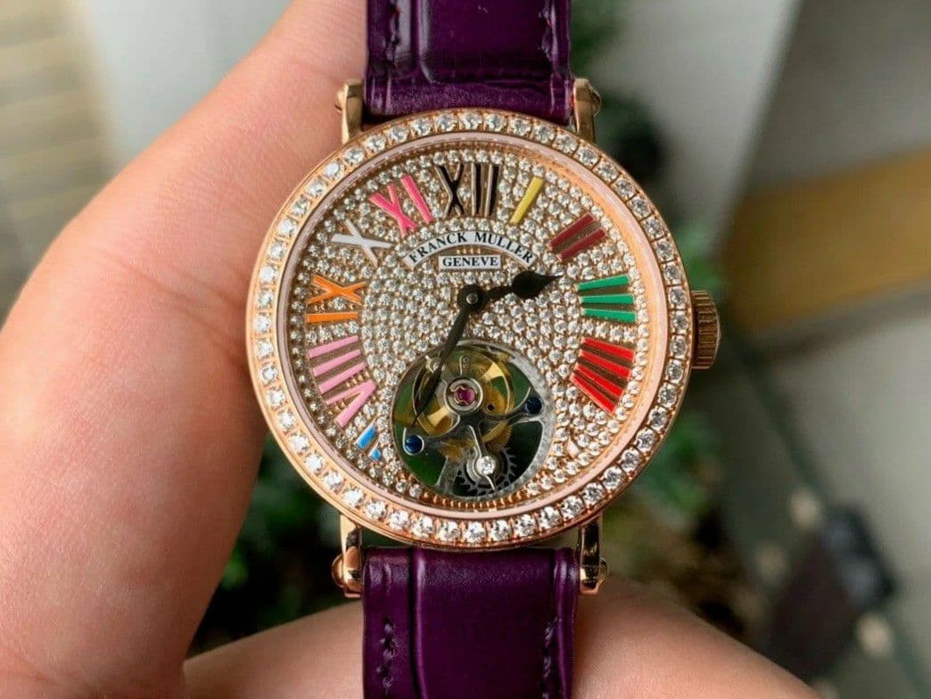 Color Dreams Tourbillon RG Diamond Roman Numerals Markers on Purple Croco Leather Strap Color Dreams Tourbillon RG Diamond Roman Numerals Markers on Purple Croco Leather Strap