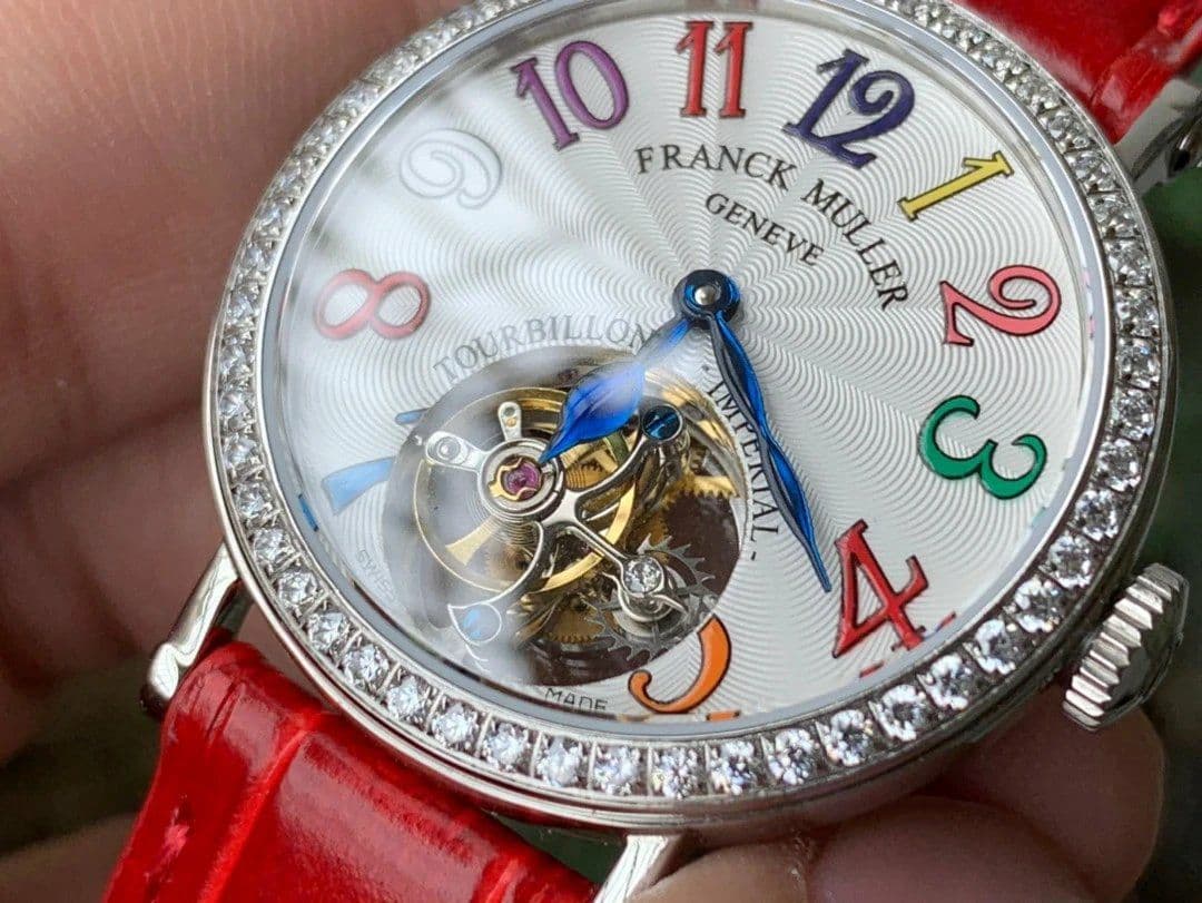 Color Dreams Tourbillon SS Diamond Bezel Arabic Numerals Markers on Red Croco Leather Strap Color Dreams Tourbillon SS Diamond Bezel Arabic Numerals Markers on Red Croco Leather Strap
