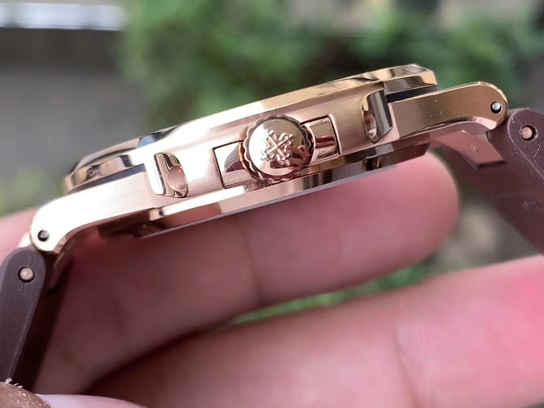 NAUTILUS 5711 RG GRF 1:1 BEST EDITION BROWN TEXTURED DIAL ON BROWN LEATHER STRAP 324CS